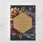 Invitation Mariage Romantique Botanique Prune Profond (Devant)
