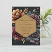 Invitation Mariage Romantique Botanique Prune Profond (Debout devant)