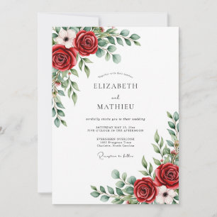 Invitation Mariage Romantique Botanique Red Bloom