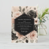 Invitation Mariage Romantique Botanique Rose (Debout devant)
