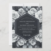 Invitation Mariage Romantique Botanique Rose Gris (Devant)