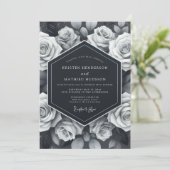 Invitation Mariage Romantique Botanique Rose Gris (Debout devant)