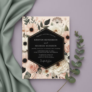 Invitation Mariage Romantique Botanique Rose Pêche