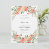 Invitation Mariage Romantique Botanique Rose Pêche (Debout devant)