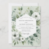 Invitation Mariage Romantique Botanique Sage (Devant)