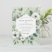 Invitation Mariage Romantique Botanique Sage (Debout devant)