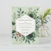 Invitation Mariage Romantique Botanique Sage (Debout devant)