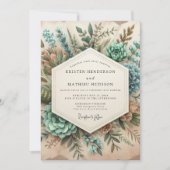 Invitation Mariage Romantique Botanique Sarcelle (Devant)