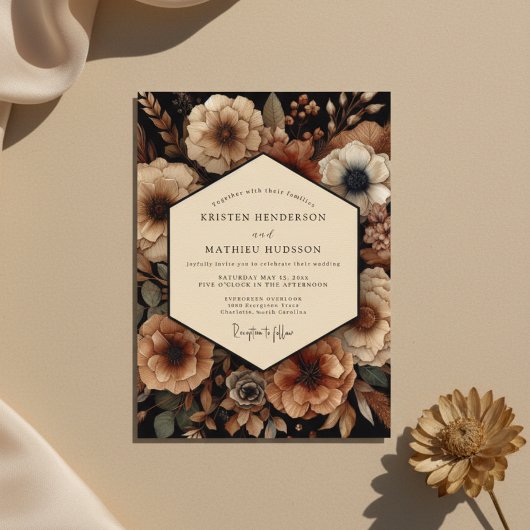 Invitation Mariage Romantique Botanique Sienne