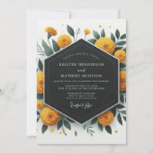 Invitation Mariage Romantique Botanique Souci Doré (Devant)