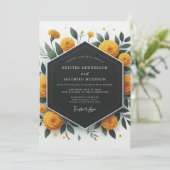 Invitation Mariage Romantique Botanique Souci Doré (Debout devant)