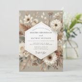 Invitation Mariage Romantique Botanique Taupe (Debout devant)