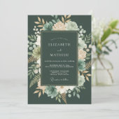 Invitation Mariage Romantique Botanique Vert Forêt (Debout devant)