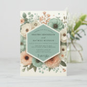 Invitation Mariage Romantique Botanique Vert Menthe (Debout devant)
