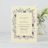 Invitation Mariage Romantique Botanique Violet (Debout devant)