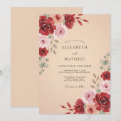 Invitation Mariage Romantique Bourguignon Enchanté (Devant / Derrière)