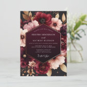 Invitation Mariage Romantique Bourguignon Profond (Debout devant)
