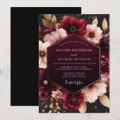 Invitation Mariage Romantique Bourguignon Profond (Devant / Derrière)