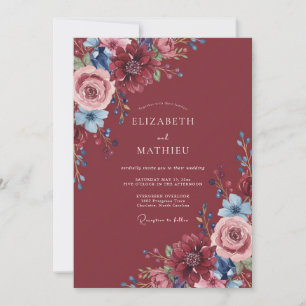 Invitation Mariage Romantique Bourguignon Triste