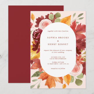 Invitation Mariage romantique burgundy floral boho