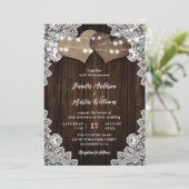Invitation Mariage romantique Burlap et dentelle (Debout devant)