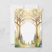 Invitation mariage romantique cadre d'entrée forêt or vert (Devant)
