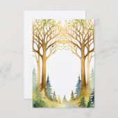Invitation mariage romantique cadre d'entrée forêt or vert (Devant / Derrière)