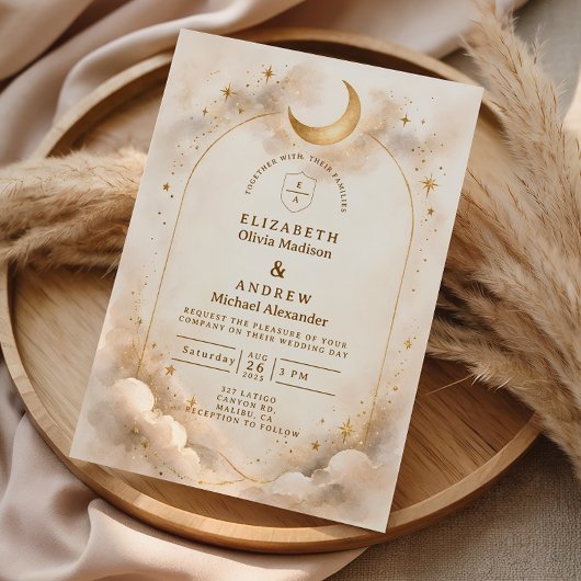 Invitation Mariage Romantique Céleste Intemporel