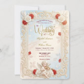 Invitation Mariage Romantique Cherub Violon & Colombes Conte  (Devant)