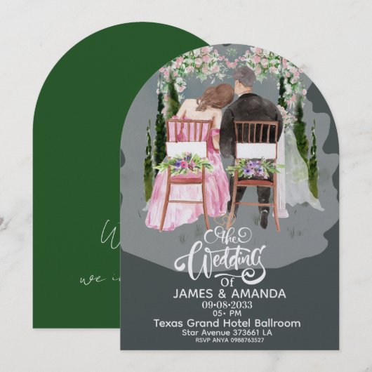Invitation Mariage Romantique Classique à Petit Budget  (Devant / Derrière)