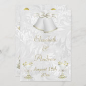 Invitation Mariage romantique cloches et bouffées de champagn (Devant / Derrière)
