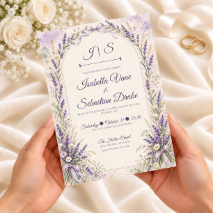 Invitation Mariage Romantique Cottagecore au Lavande