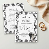 Invitation Mariage Romantique Couple Noir Et Blanc Élégant