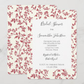 Invitation Mariage Romantique Crème Feuilles Rouges (Devant / Derrière)