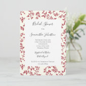 Invitation Mariage Romantique Crème Feuilles Rouges (Debout devant)