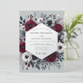 Invitation Mariage Romantique Crépusculaire à Fleur Rouge Cra (Debout devant)