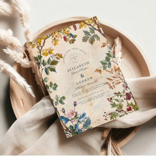 Invitation Mariage romantique dans le feuillage de la forêt