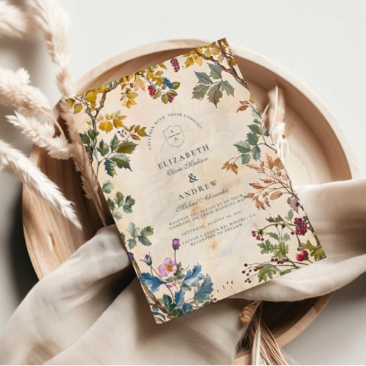 Invitation Mariage romantique dans le feuillage de la forêt