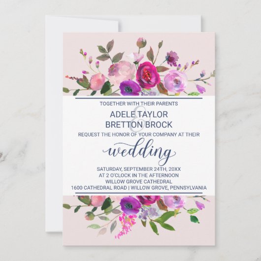 Invitation Mariage romantique dans le jardin (Devant)