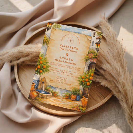 Invitation Mariage Romantique dans une Cour Espagnole