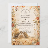 Invitation Mariage Romantique de Barn d'Automne (Devant)