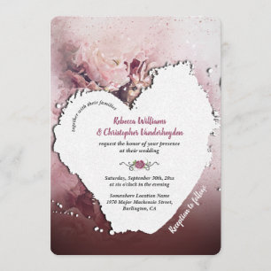 Invitation Mariage romantique de Boho de roses poussiéreux