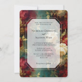 Invitation Mariage romantique de fleurs rouges blanches (Devant)