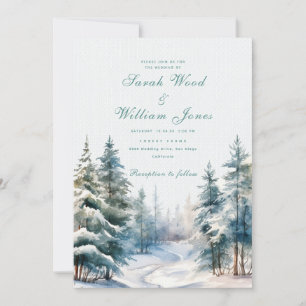 Invitation Mariage romantique de forêt d'hiver