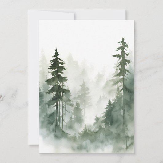 Invitation Mariage romantique de forêt verte sauvage (Dos)