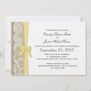 Invitation Mariage romantique de la dentelle et de la cordes