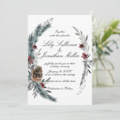 Invitation Mariage romantique de la vigne d'hiver Fir Floral (Debout devant)