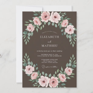 Invitation Mariage romantique de nature au moka
