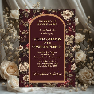 Invitation Mariage romantique de Noël classique en chinoiseri
