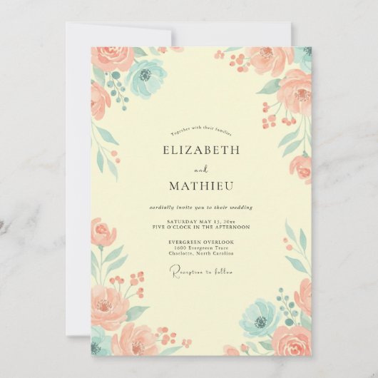 Invitation Mariage Romantique de Printemps à la Crème (Devant)